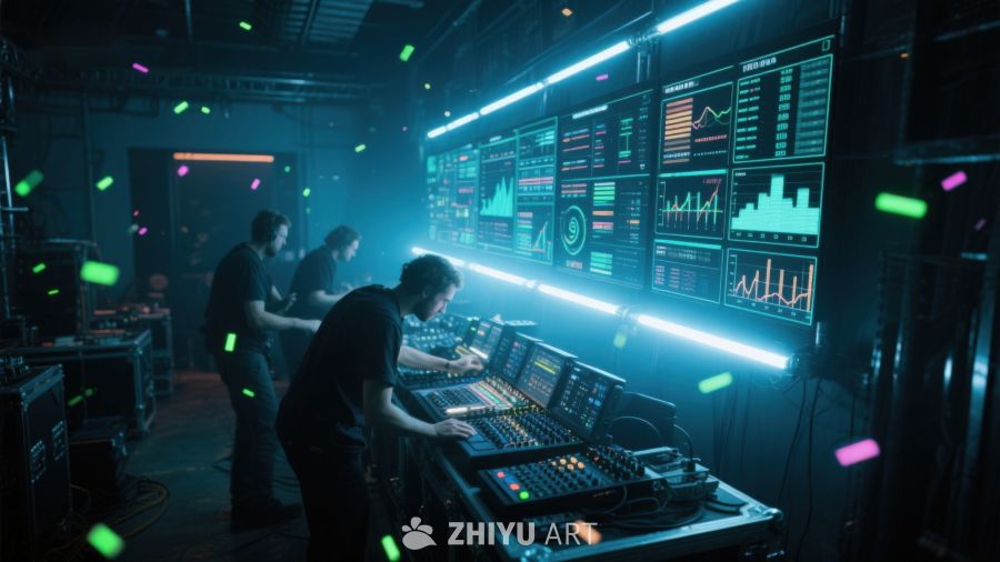 技术人员在高科技控制室操作设备 177