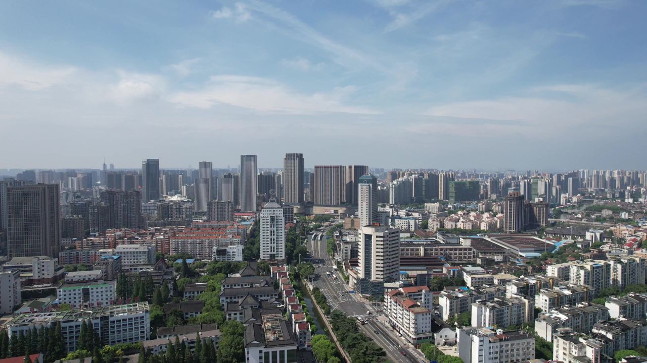 江苏常州城市交通航拍