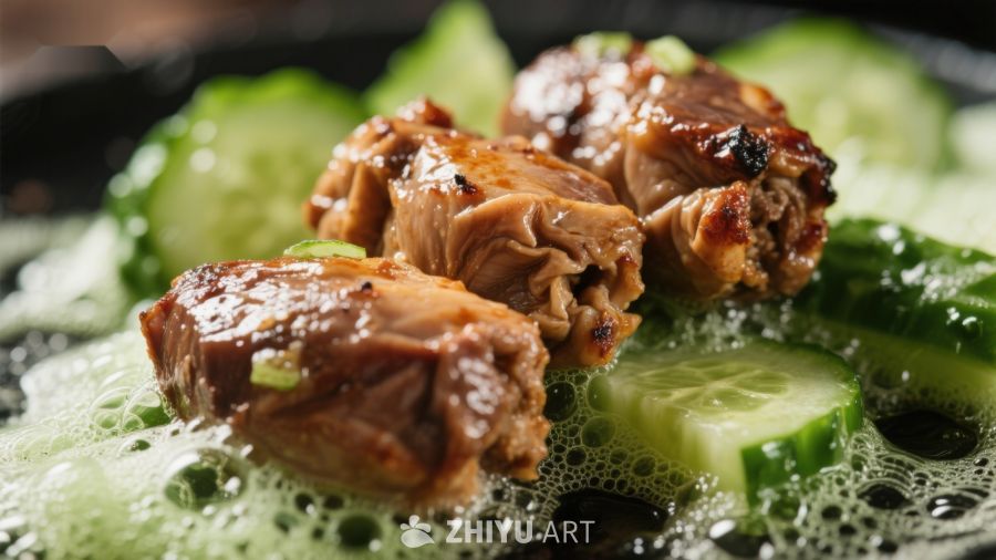 美味炖肉配黄瓜，汤汁浓郁