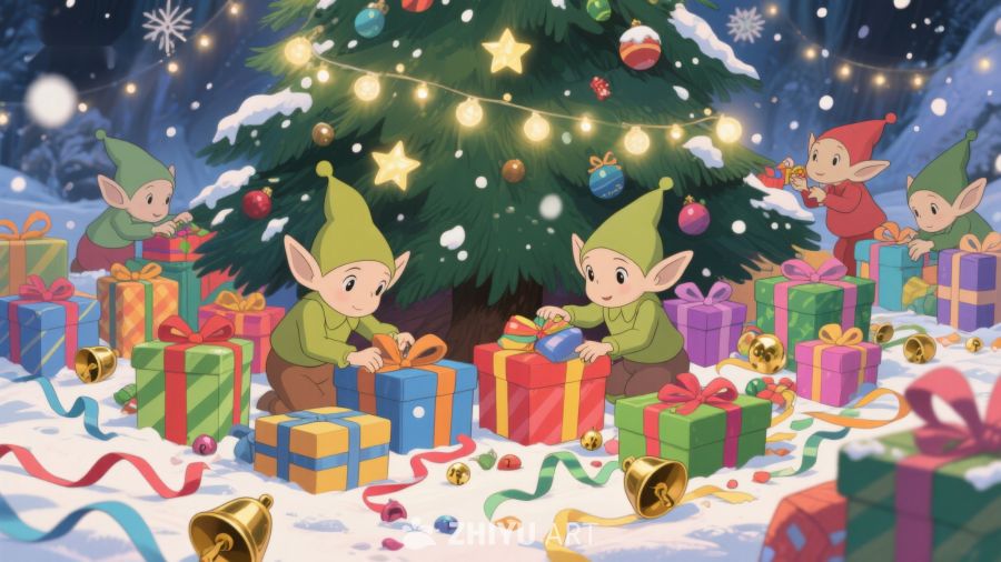 圣诞树下精灵们欢乐开礼物 197