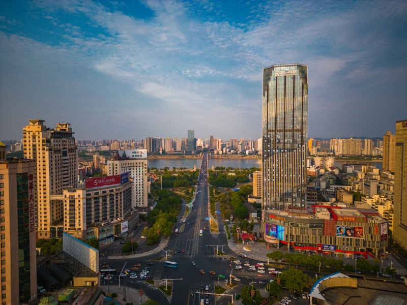 航拍 湖南 株洲 天台路 城市 风光