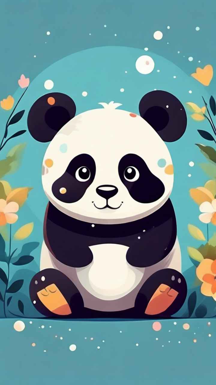 可爱熊猫插画简约风格 29