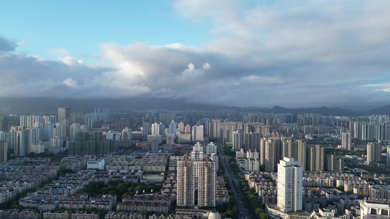 航拍浙江温州城市风光温州建设