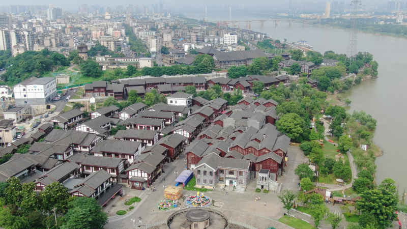 航拍湖南湘潭窑湾历史文化旅游街区 