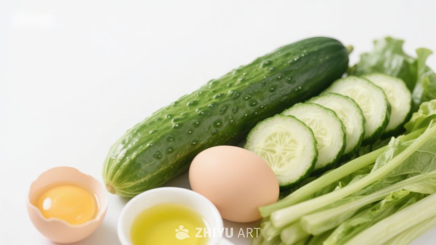 新鲜蔬菜与鸡蛋食材展示