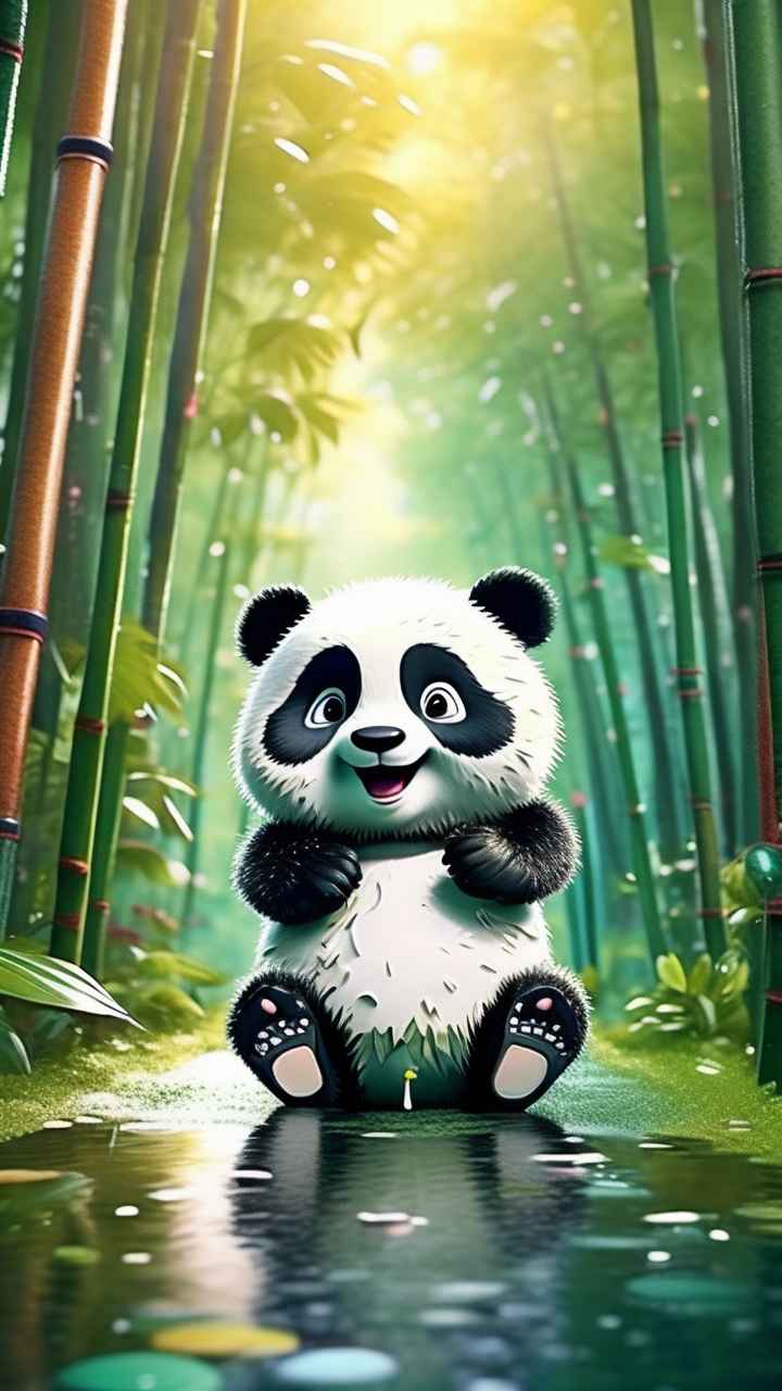 竹林背景雨林熊猫 68