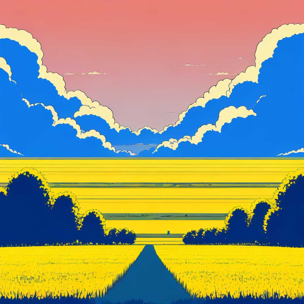 黄色插画风景简约