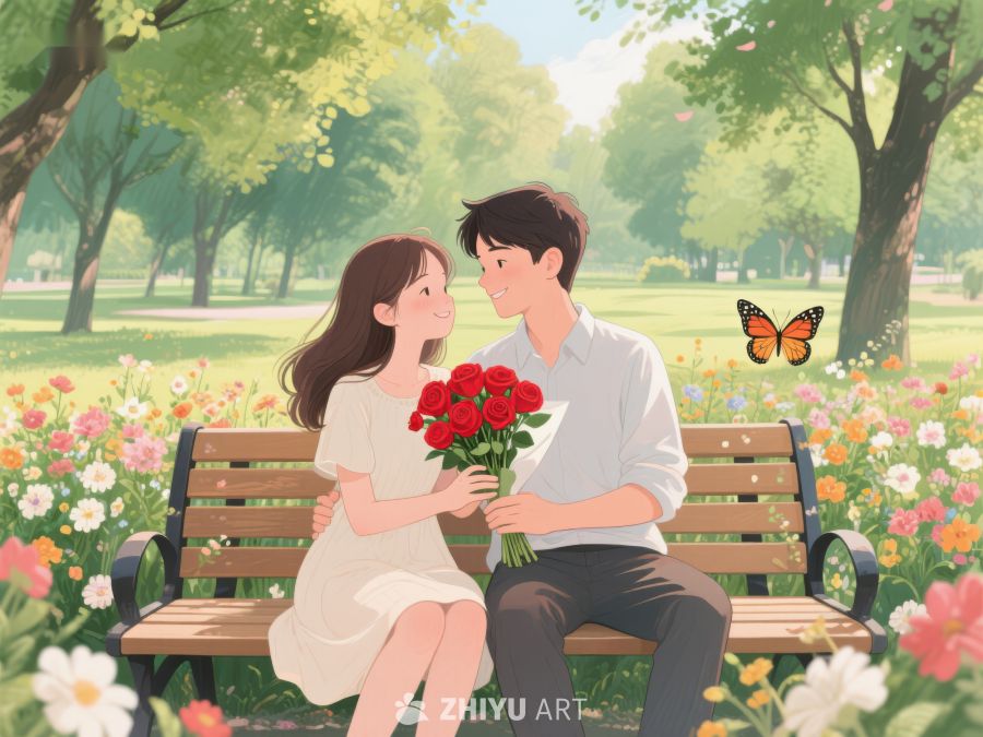 公园长椅上的浪漫瞬间 181