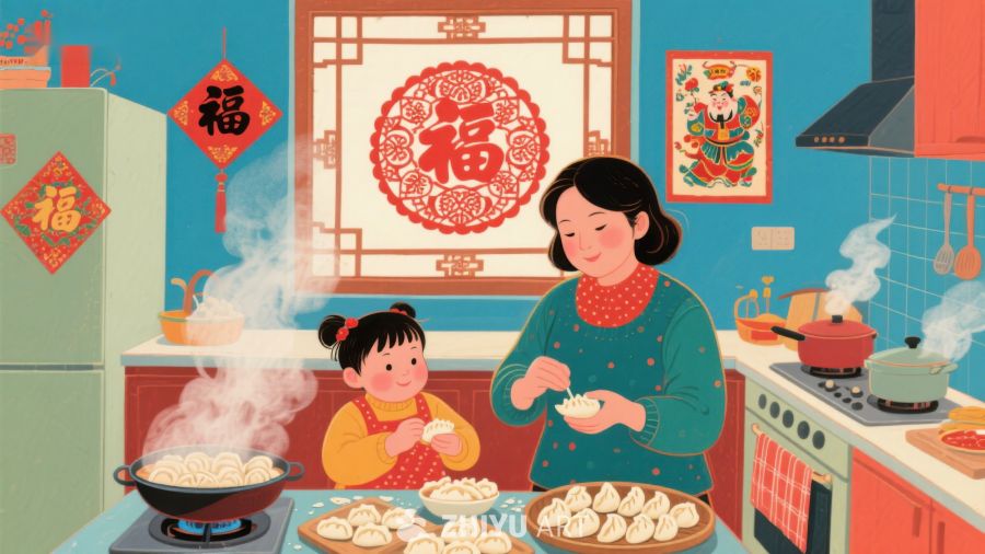 温馨厨房母女包饺子 116
