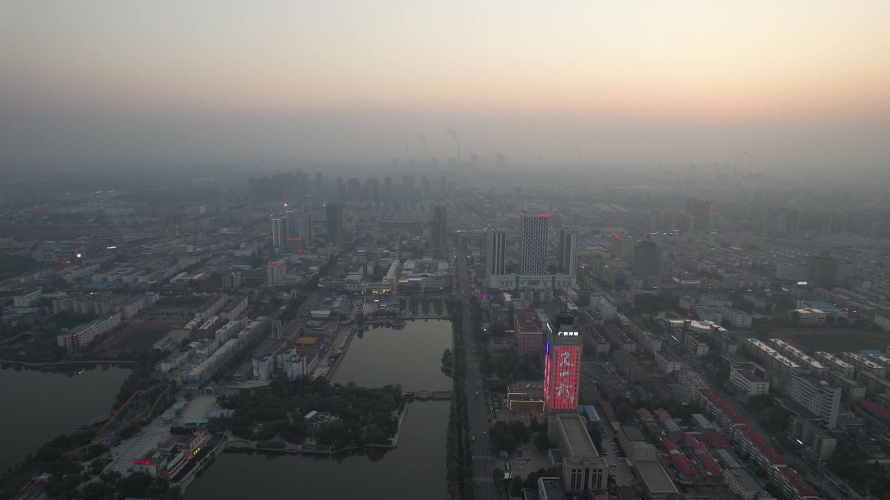 山东德州城市风光航拍 
