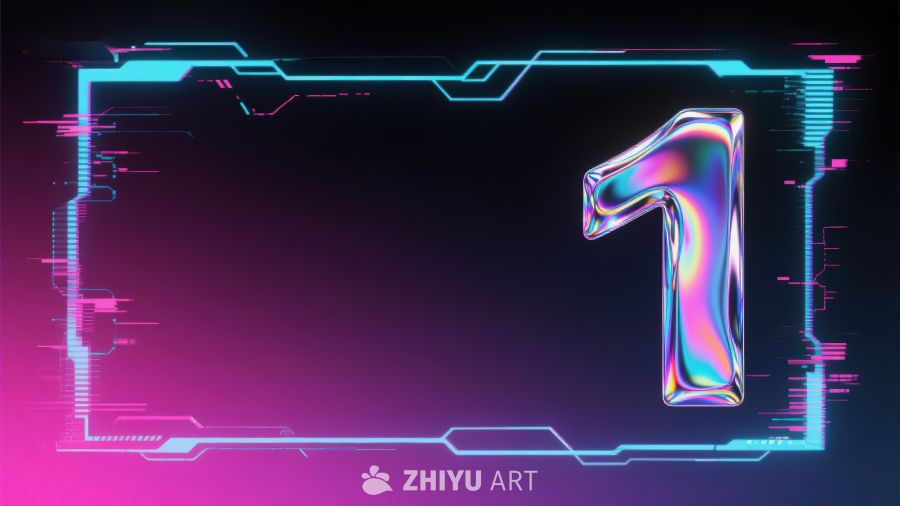 霓虹数字1的科技感背景 427