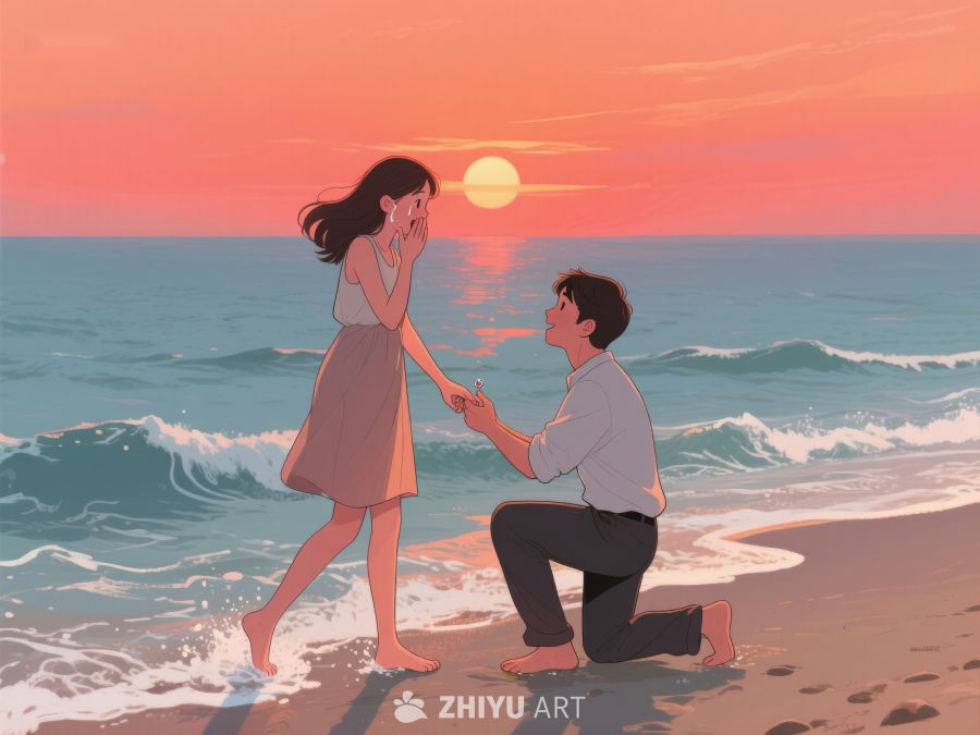 海边日落下的求婚瞬间 260