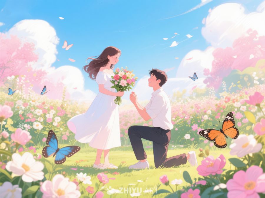 花海中求婚的浪漫瞬间 339