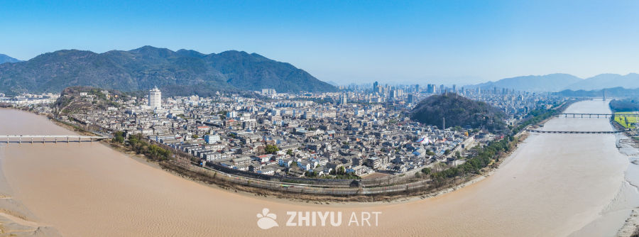 航拍浙江临海台州府城城区风光 61