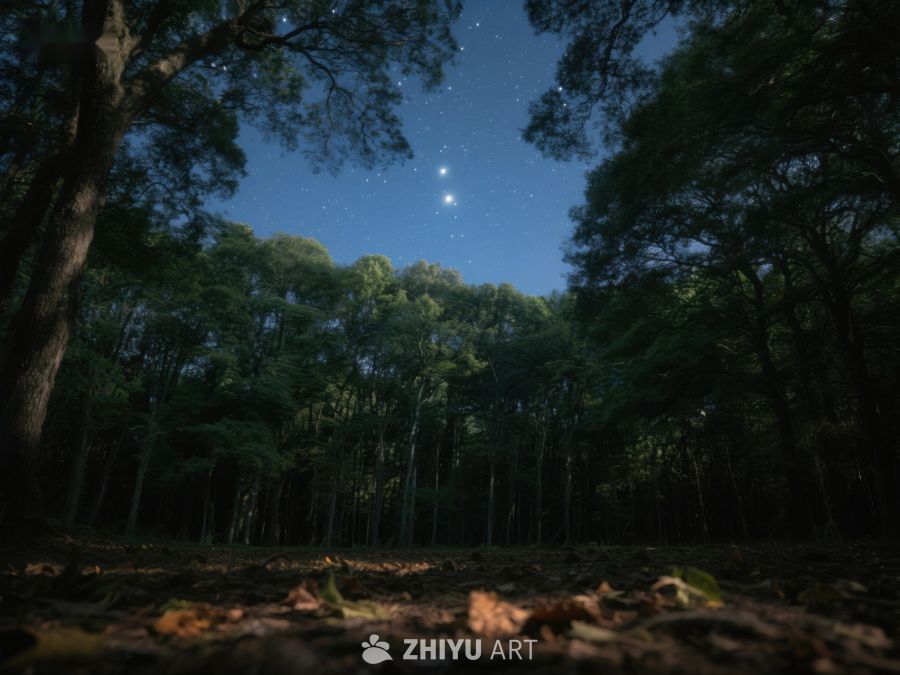 夜空下的森林静谧景象 359