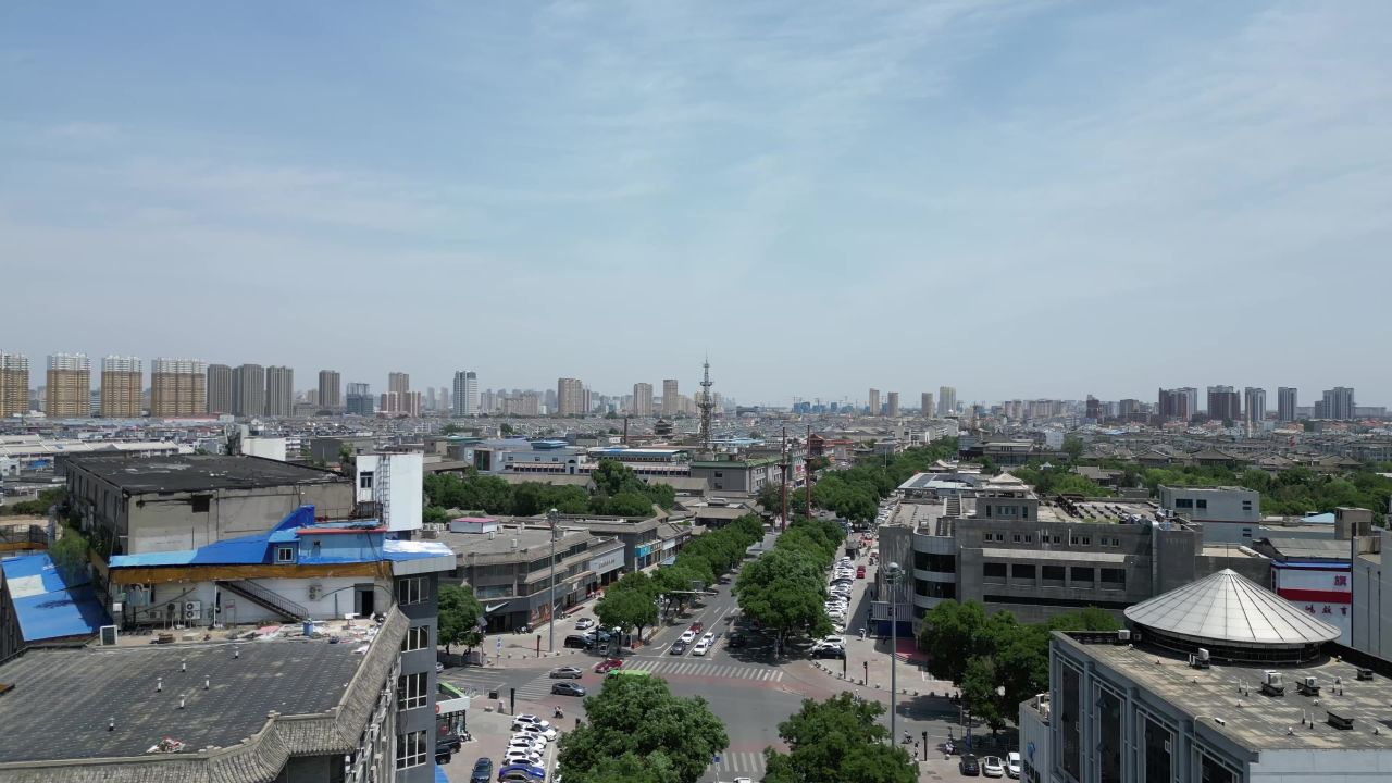 航拍河北保定城市风光