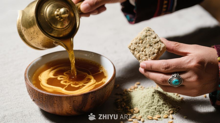 手工茶艺：倒入热茶与糕点相伴