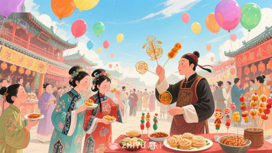 古风市集：糖画与美食的欢聚 235