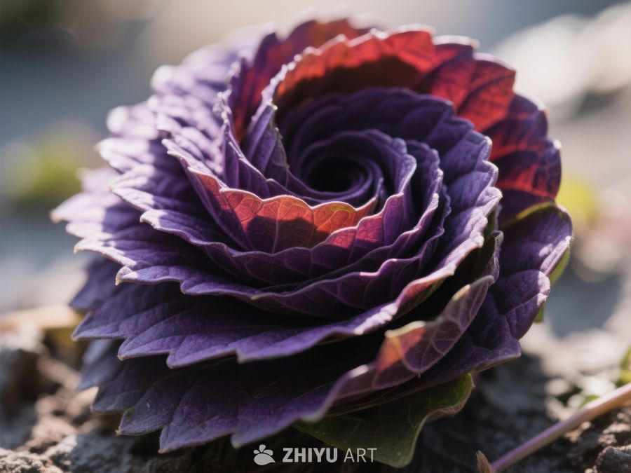 紫色卷叶植物的特写 624