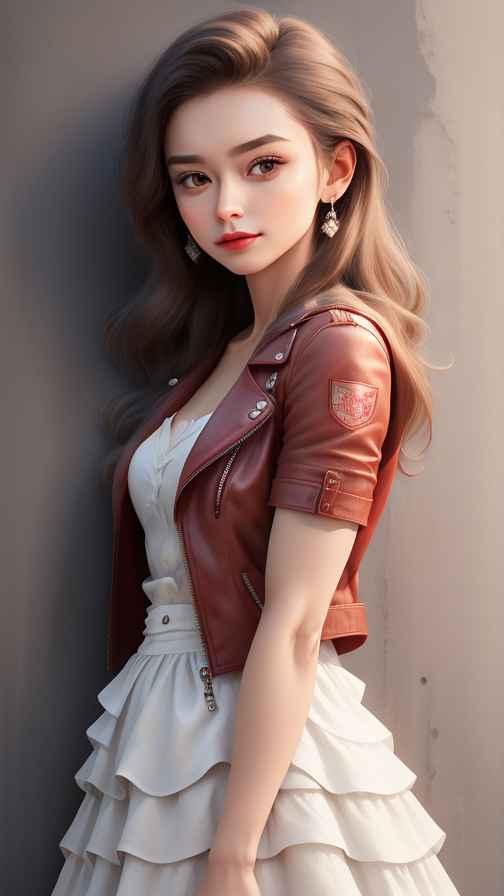 红色皮衣美女