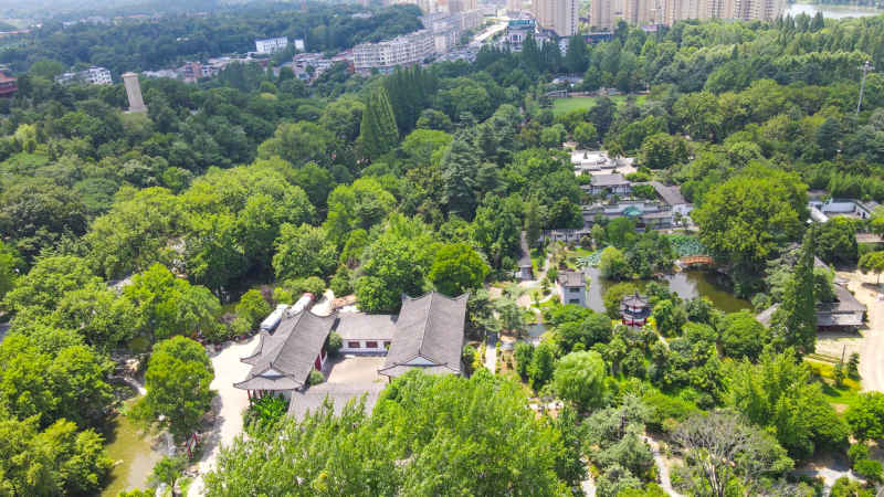 航拍湖北随州白云公园