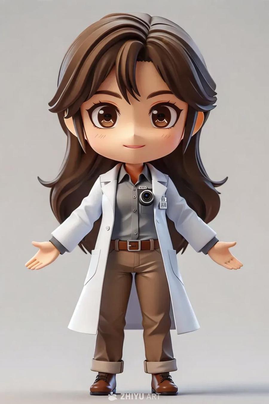 一个3D动漫风格的Q版Rintaro Okabe女