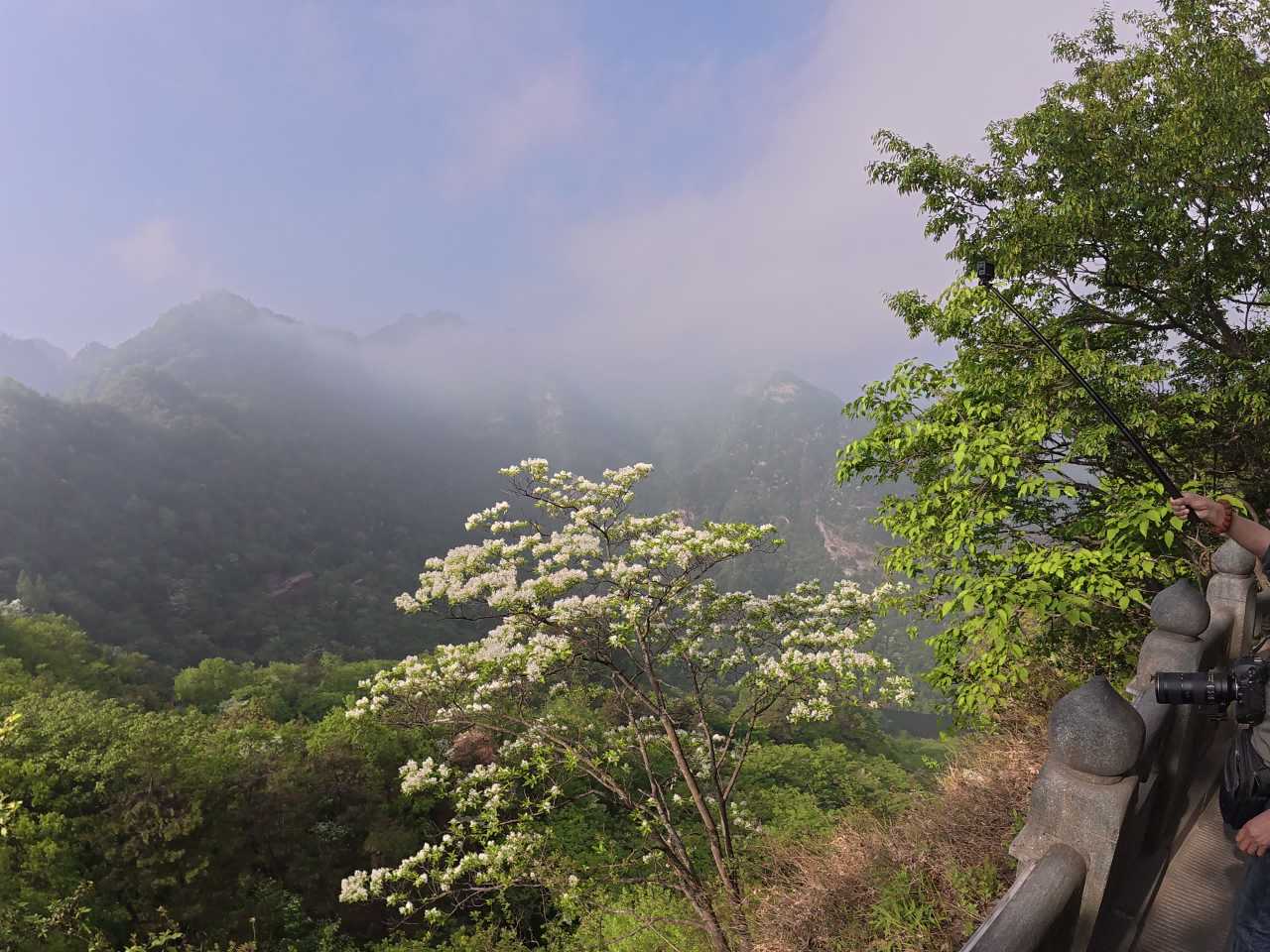 山间云雾缭绕的自然美景