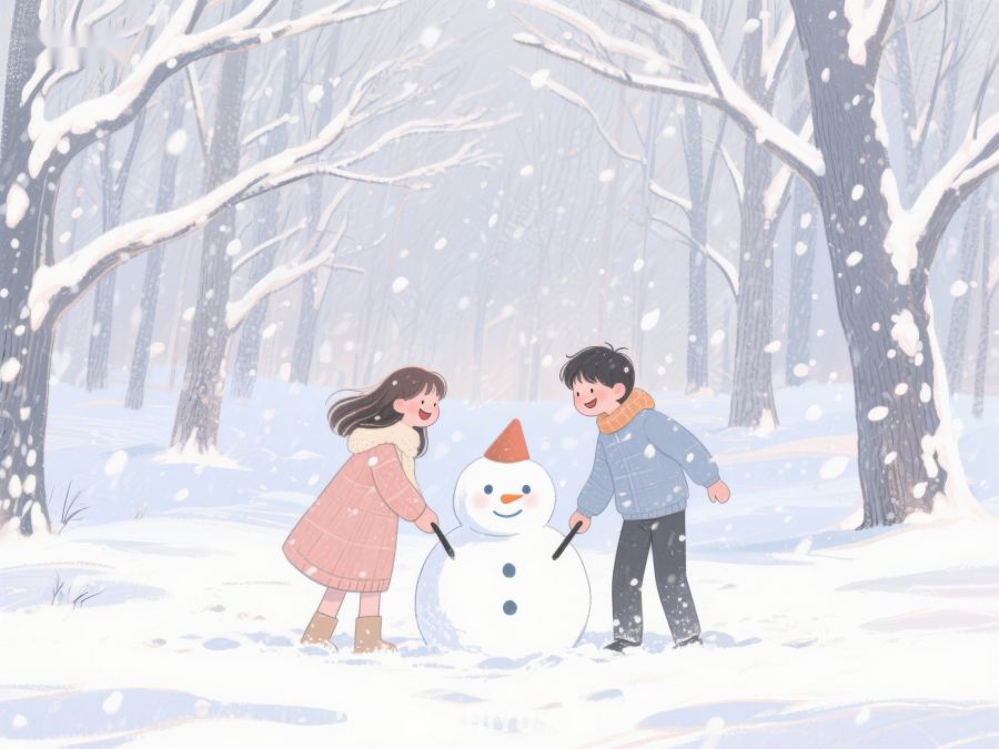冬日雪林，童趣堆雪人 115