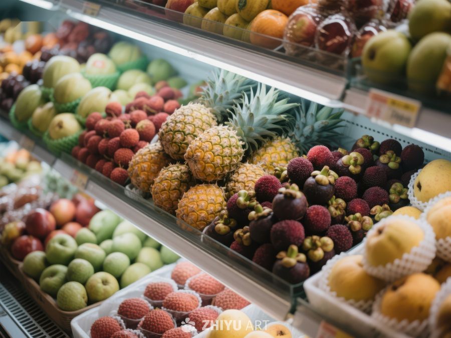 超市水果陈列，色彩斑斓吸引眼球 98