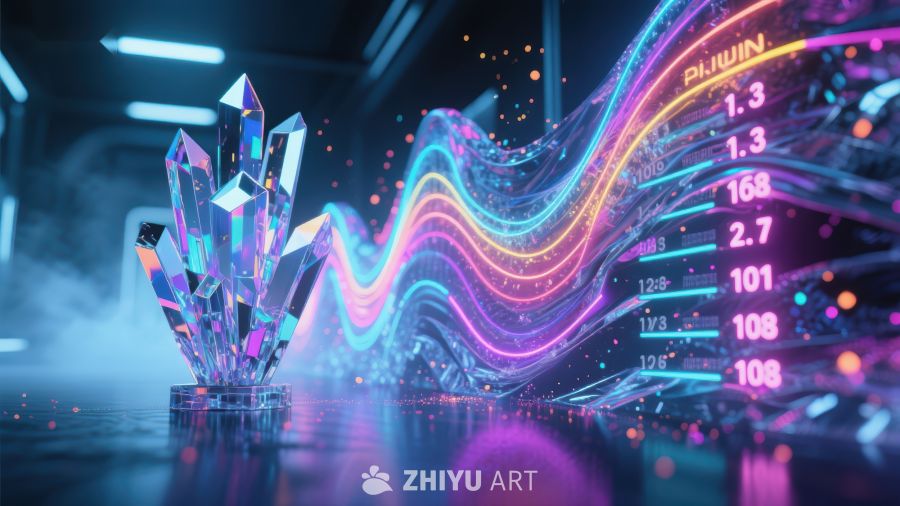 科技水晶与数据波浪的未来景象 225