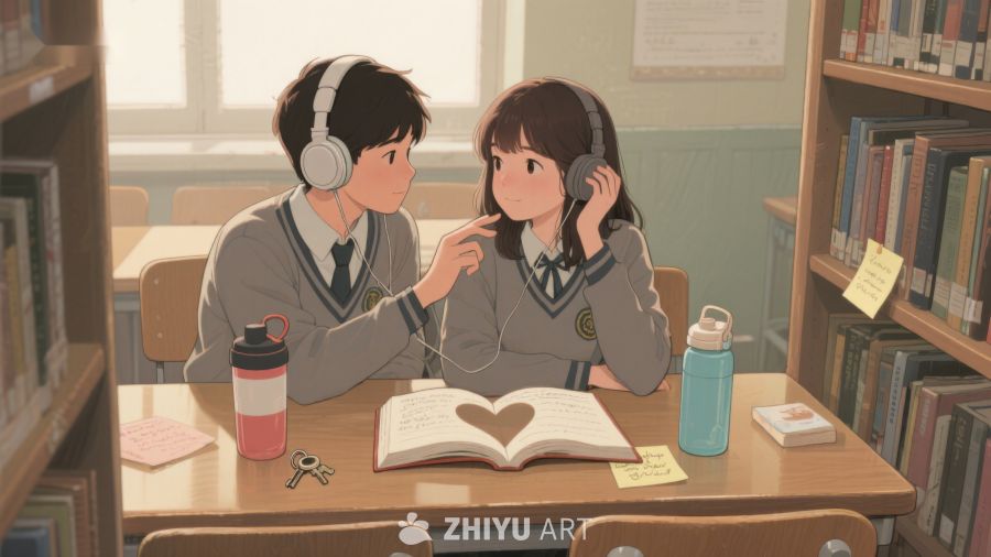 图书馆中专注学习的两人 359