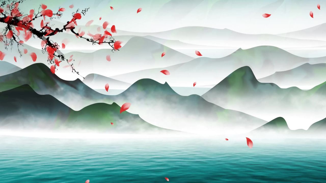 中国风水墨梅花古风戏曲晚会LED视频素材 23