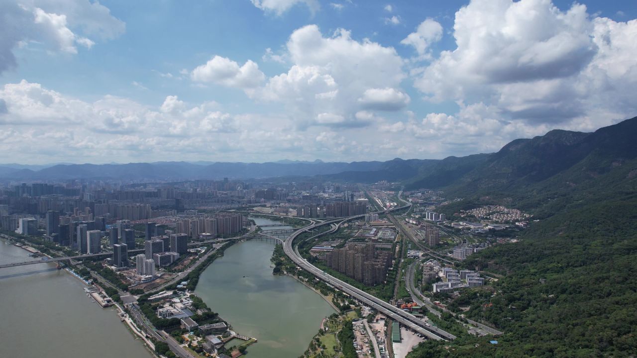 福建福州城市风光航拍 