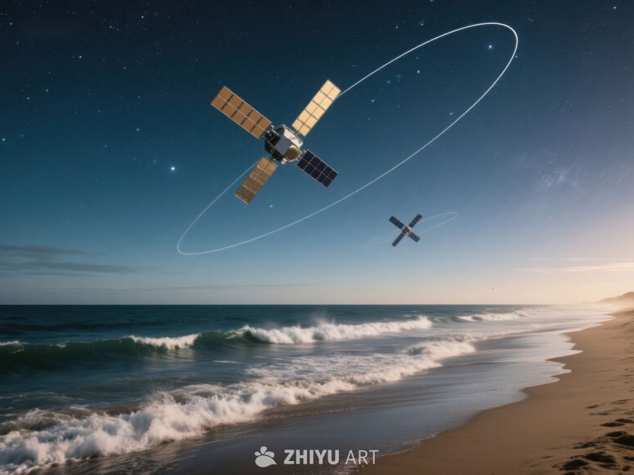 卫星轨道与海滩夜景 131