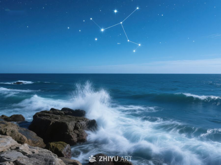 星空下的海浪拍打岩石 180