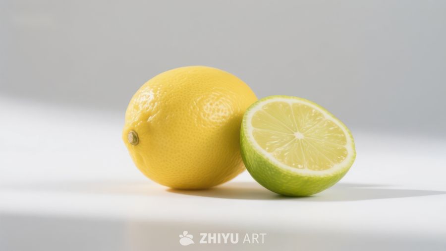 柠檬与切片静物展示