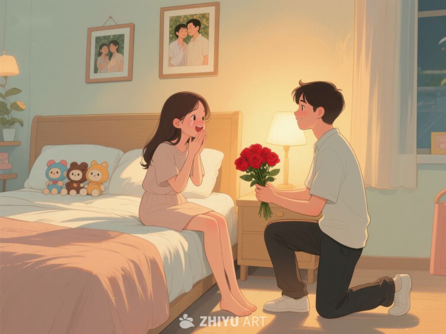 男子单膝跪地献花求婚 489