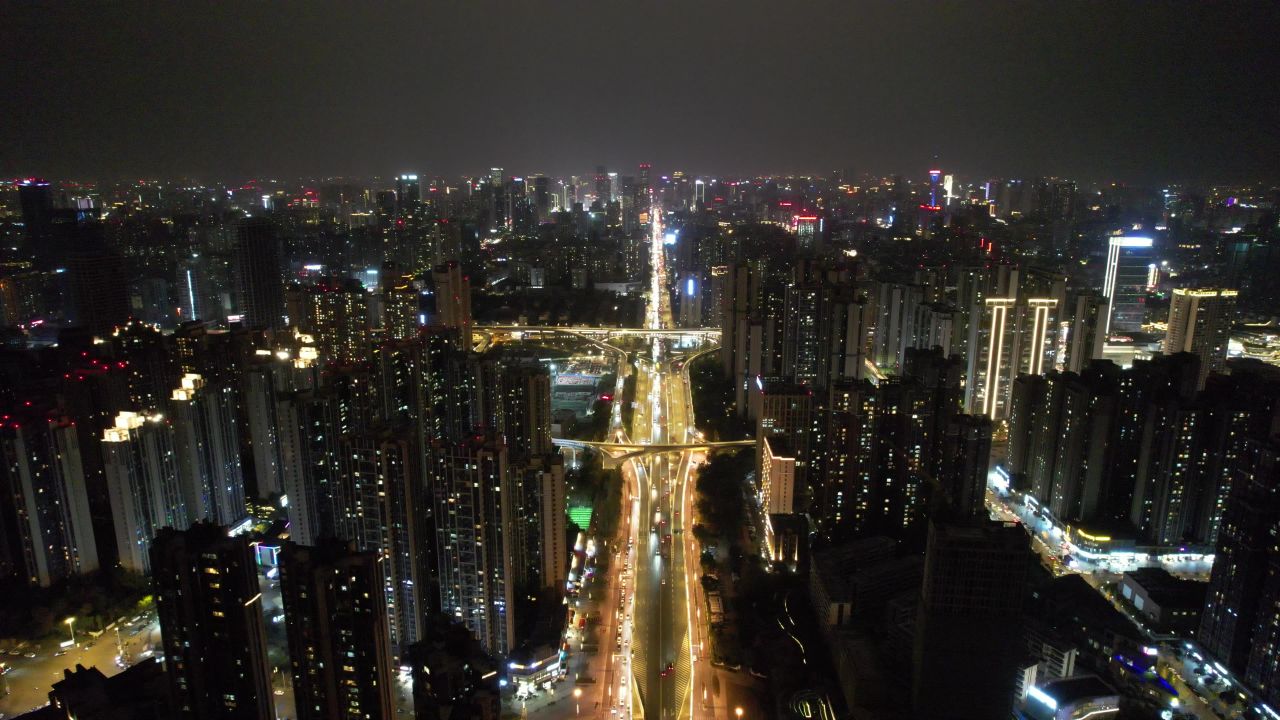 成都城市夜景交通双娇子立交桥
