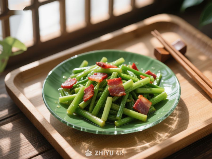蒜薹炒肉片，清新美味家常菜 948