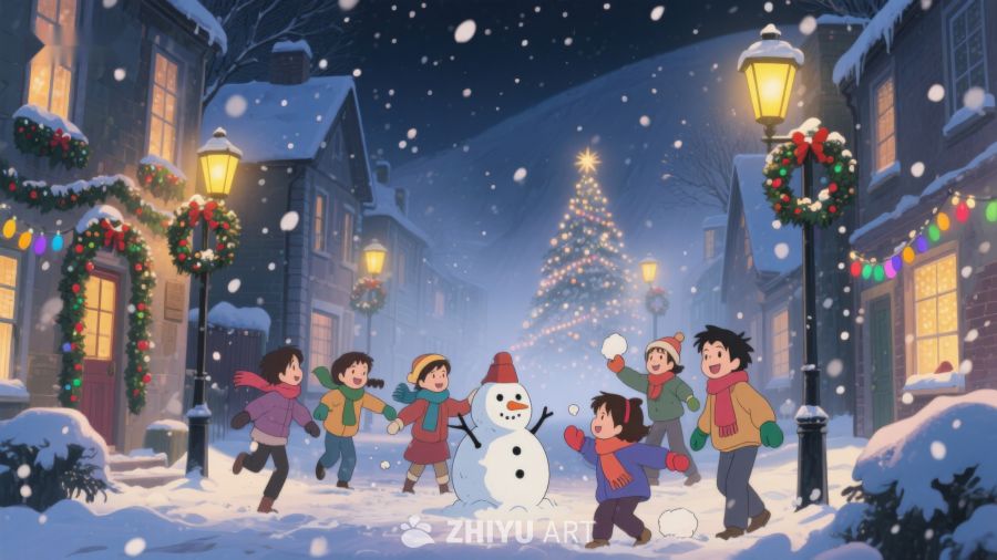 冬夜雪中欢聚，共筑雪人迎圣诞 106