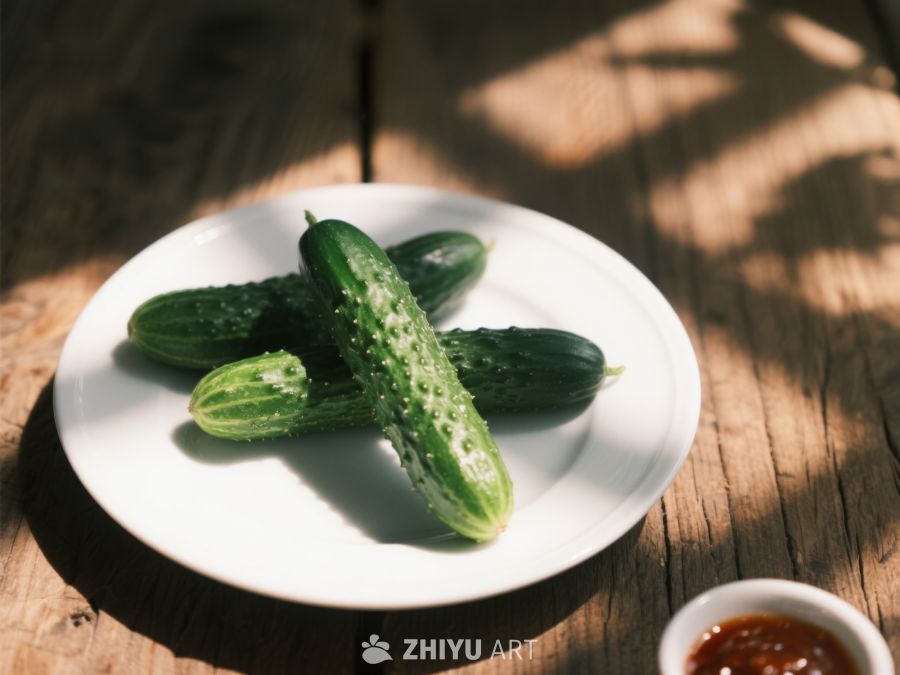 盘中新鲜黄瓜与酱料 225