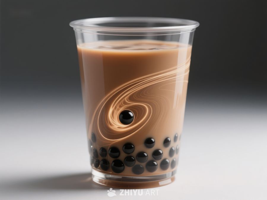 一杯奶茶中的珍珠与漩涡