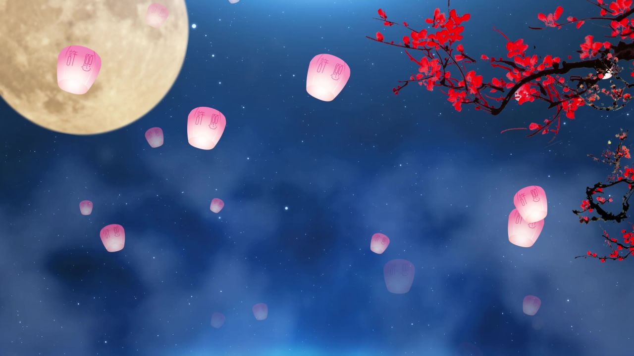 唯美大海上升月亮白月光蓝色夜空圆月明月大屏幕舞台LED视频  82