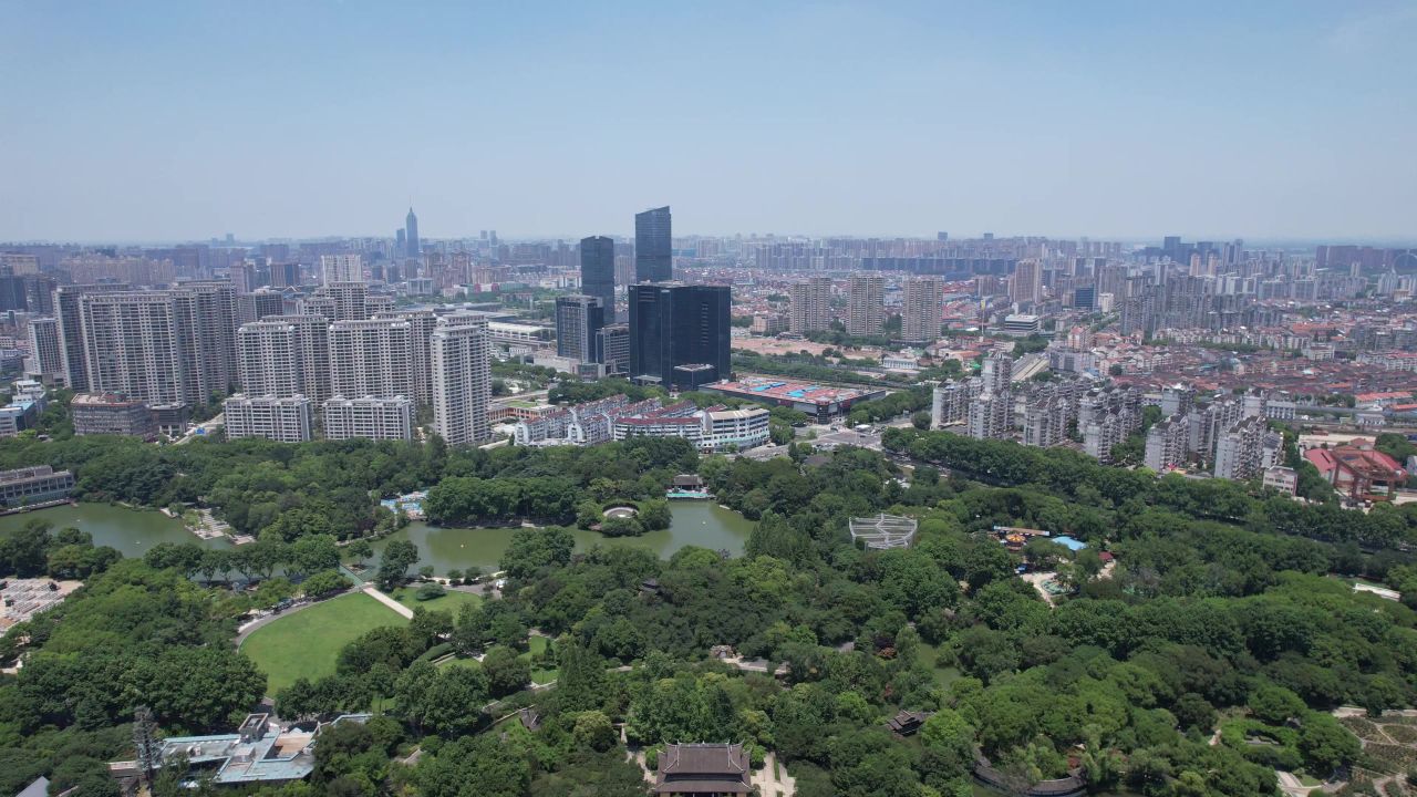 江苏常州城市风光航拍 
