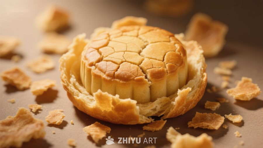 精致糕点特写，层次分明的酥皮