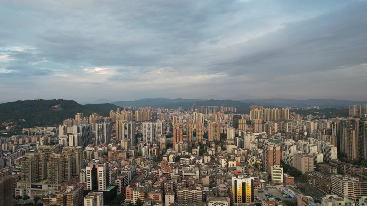 广东韶关城市风光航拍 