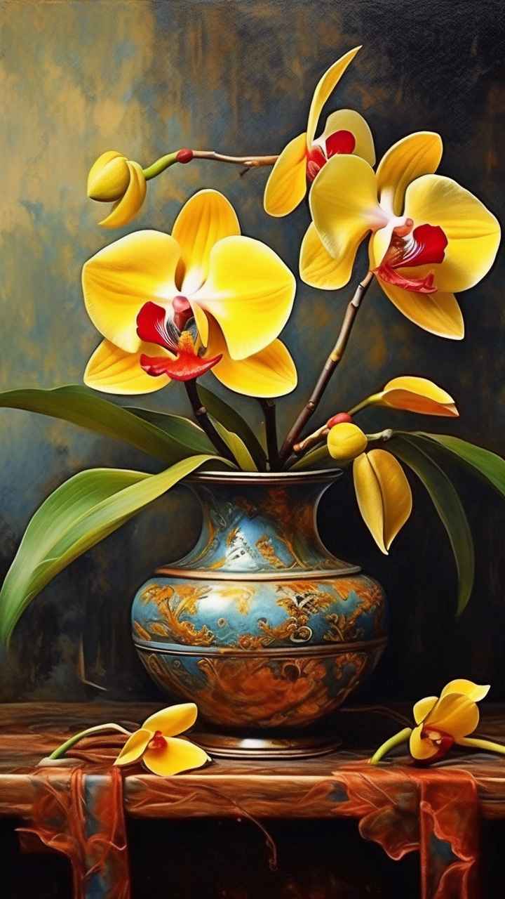 黄色兰花插画 12