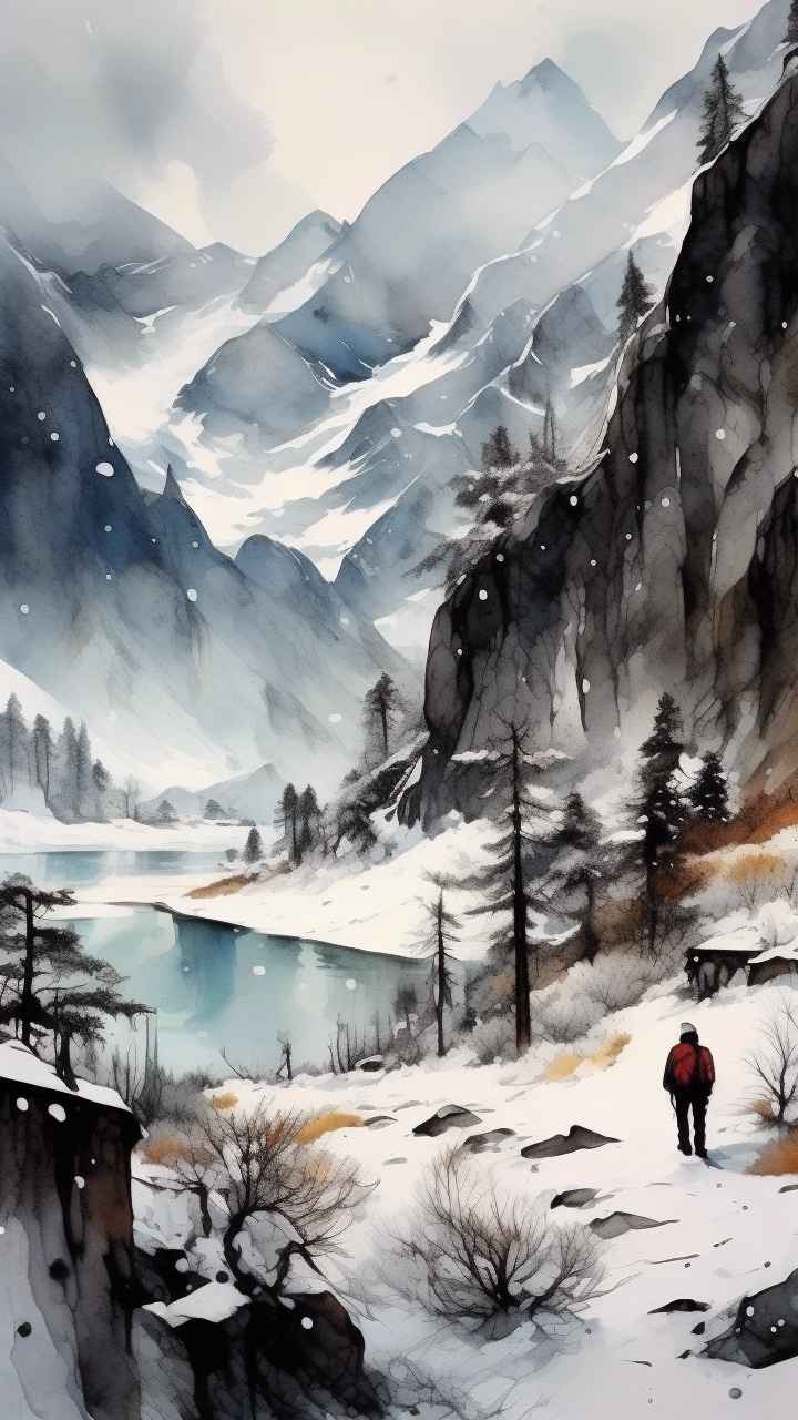 雪山高原冰川插画 34