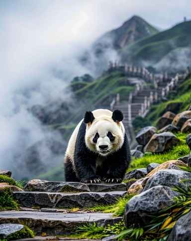 登山的熊猫