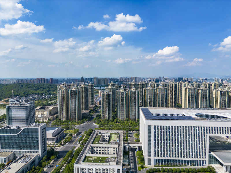 江西吉安城市风光航拍图 